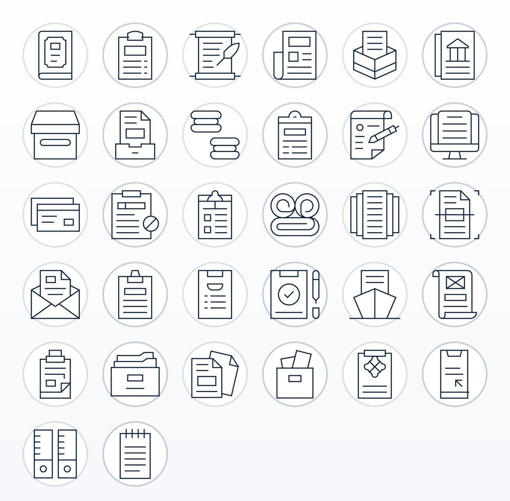 32 Thin Line Pixel Optimized Icons crafted for Paperwork Retina Ready applications vector