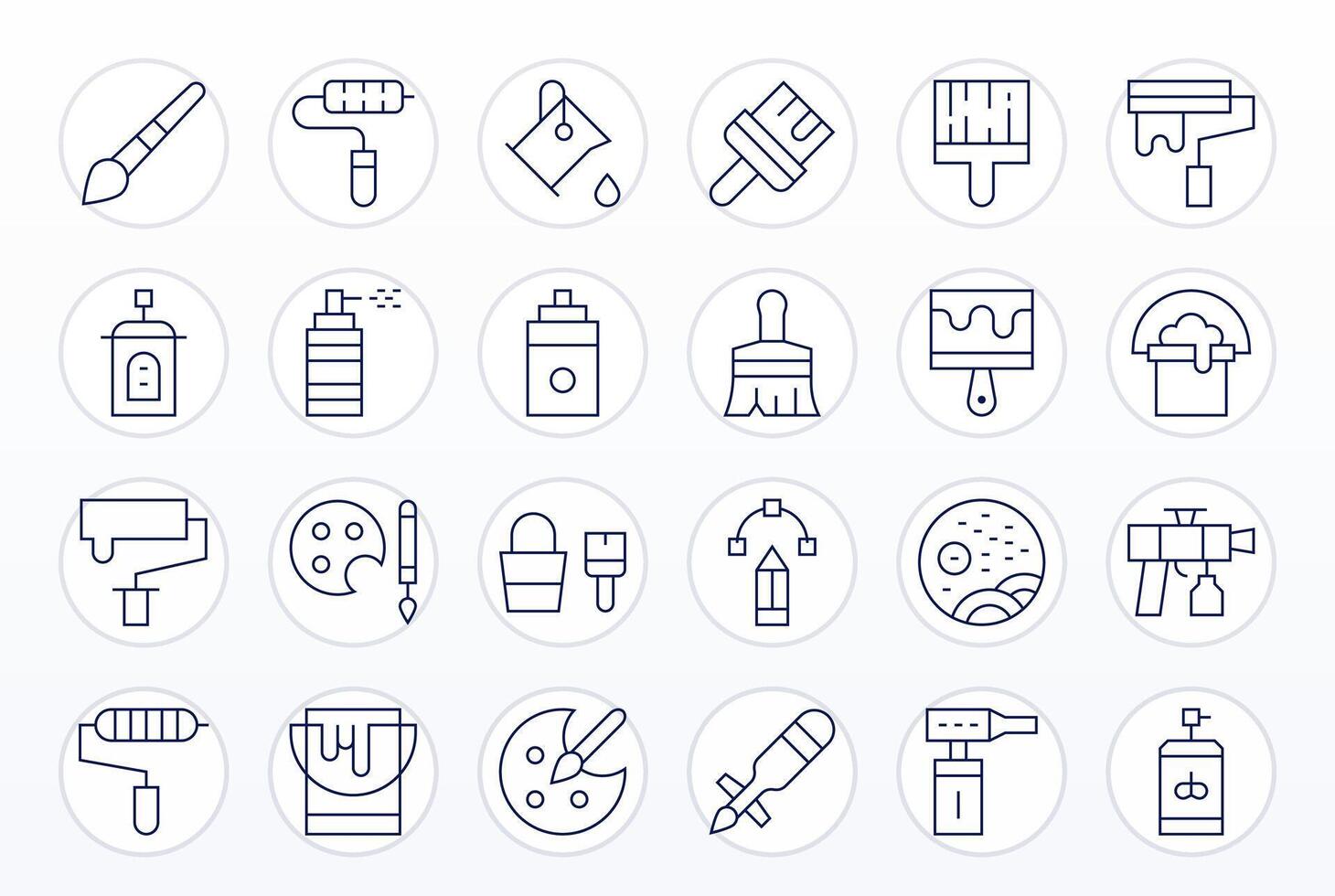 Paint Icon Toolkit featuring 24 Grid Fitted 256x256 Thin Line elements vector