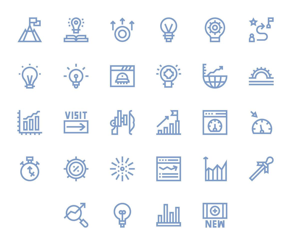 Progress Indicator Icon Toolkit featuring 28 Pixel Aligned 64x64 Bold Line elements vector