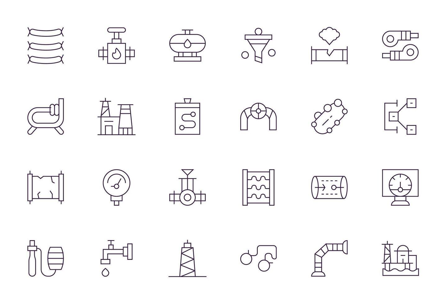 24 Pixel Aligned Thin Line Icons designed for Pipeline Interface vector