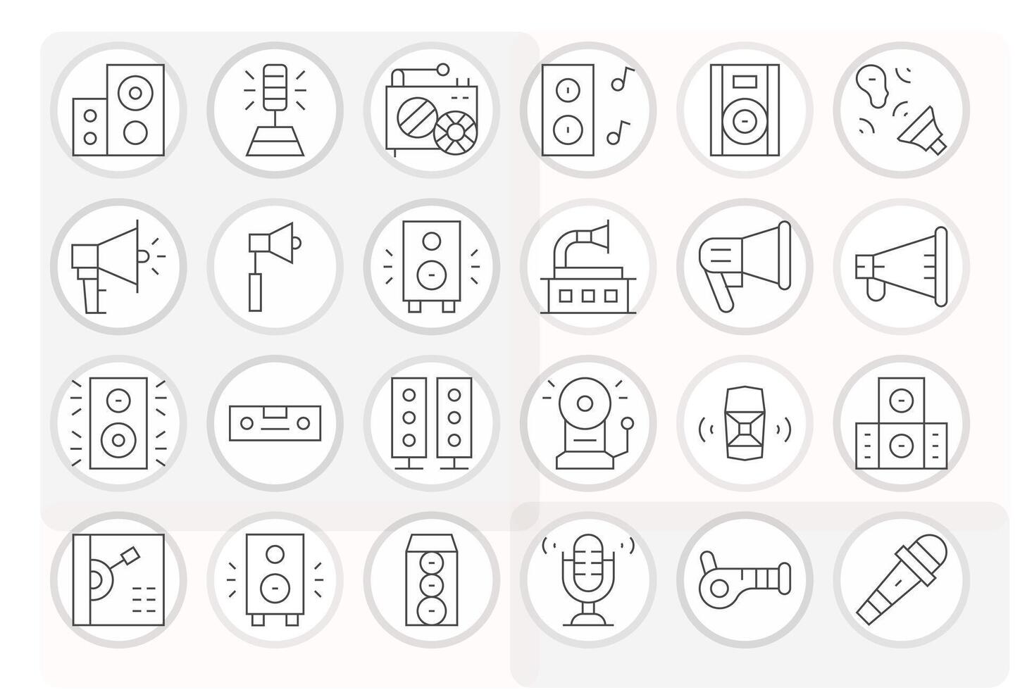 Sound System Icon Toolkit featuring 24 Editable 256x256 Thin Line elements vector