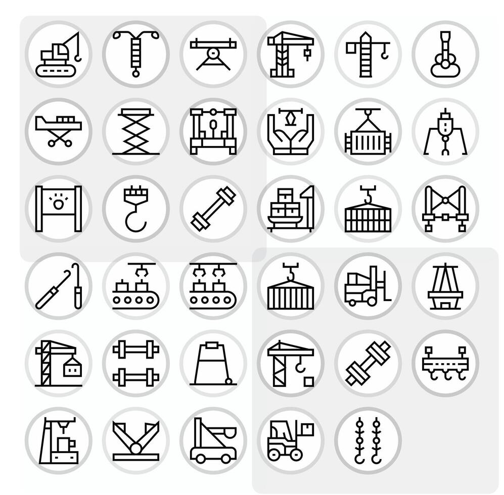35 High Resolution Regular Line Icons for Lifting with Pixel Optimized precision vector