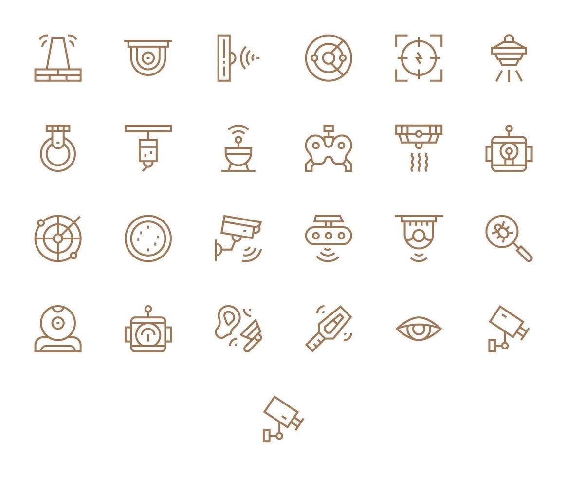 detección gráficos presentando 25 regular línea píxel Perfecto 256x256 diseños vector