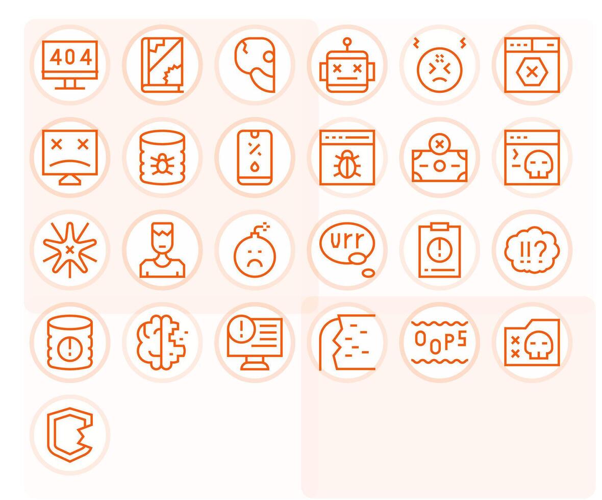 System Error 256x256 Icon Pack with 25 Regular Line PIXEL Perfect Elements vector