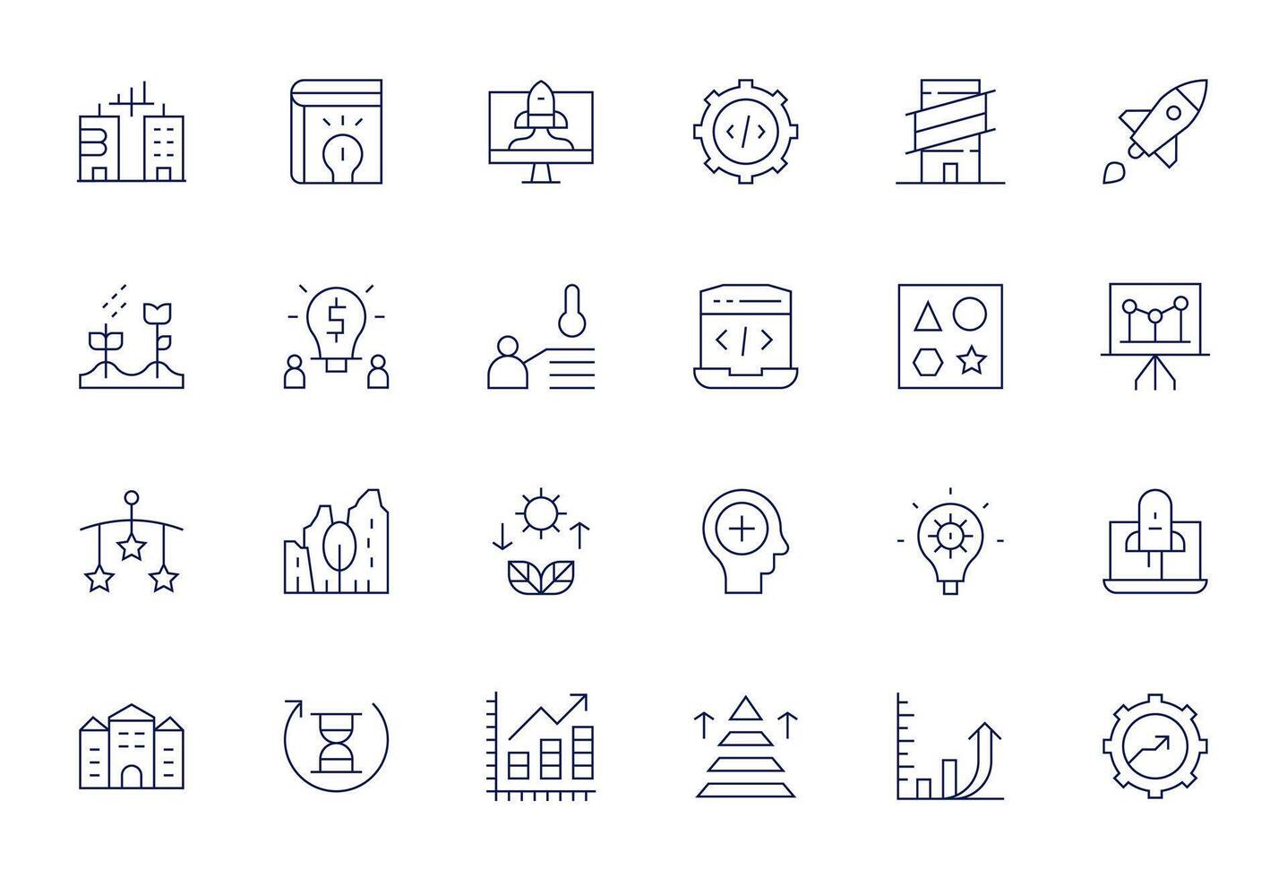 Development Professional Set with 24 Thin Line Pixel Aligned 256x256 Icons vector