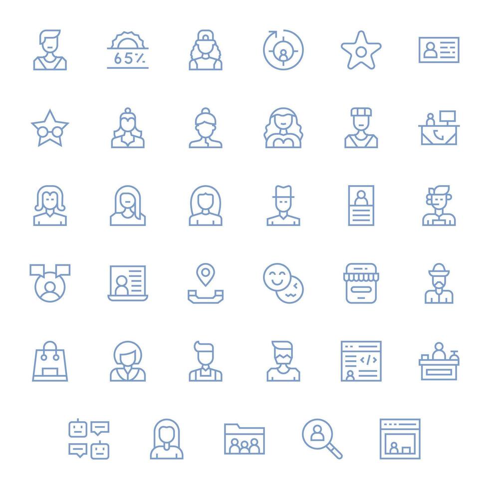 Customer Icon Set with 35 Regular Line 256x256 Editable Graphics vector