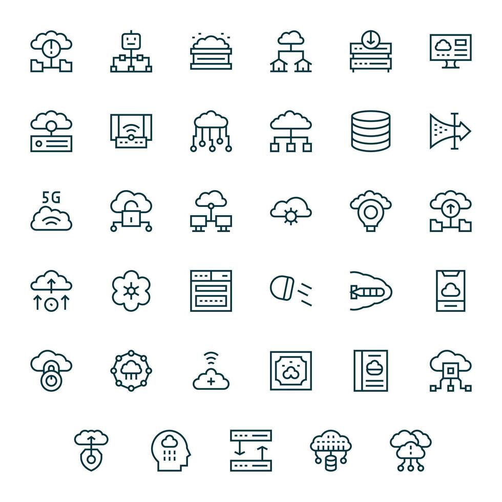 35 íconos para nube informática presentando 256x256 editable regular línea gráficos vector