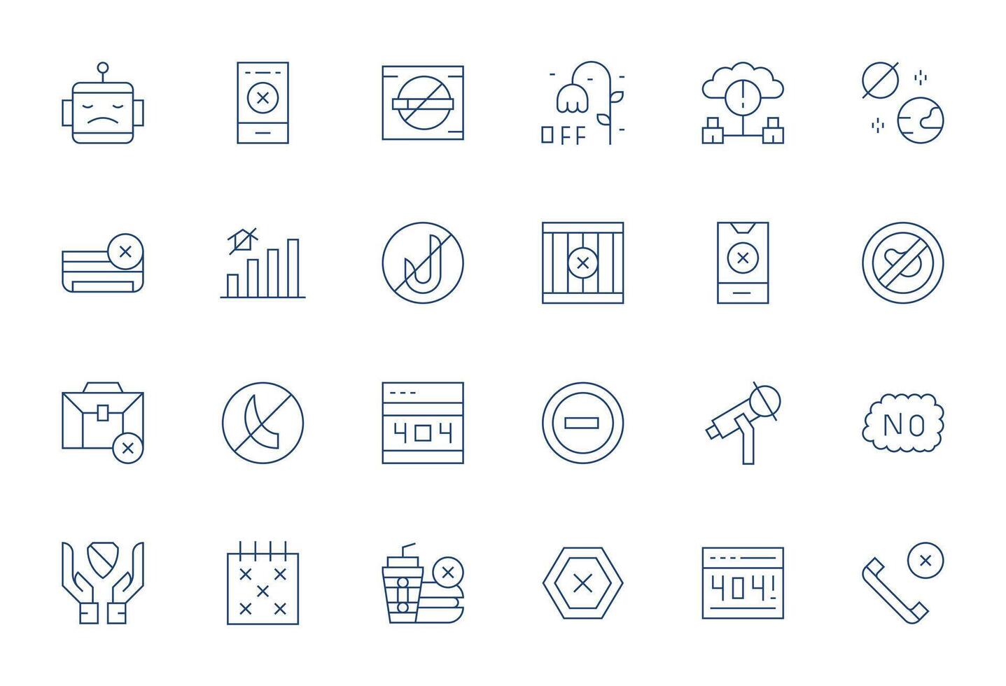 24 Thin Line Pixel Optimized Vectors for Unavailable Theme