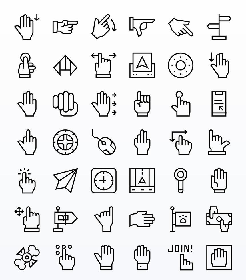 42 Icons inspired by Pointer in Editable High Resolution Regular Line quality vector
