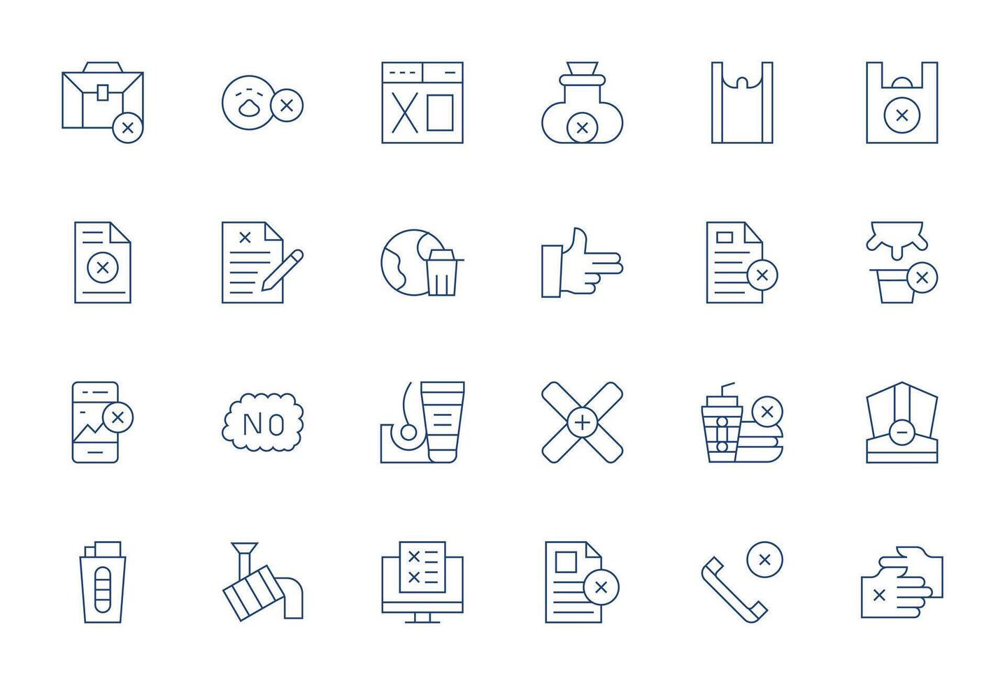 Refuse Modern Collection with 24 Thin Line 256x256 Pixel Optimized Icons vector