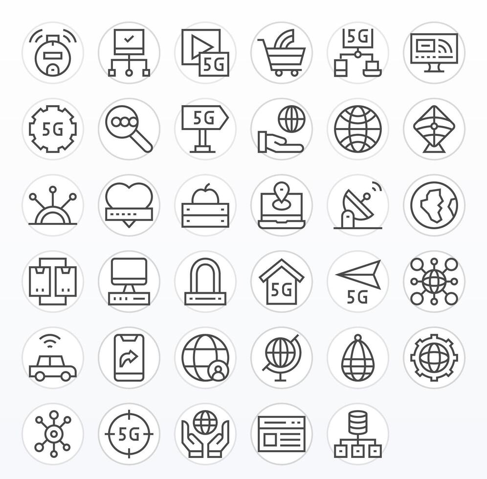 35 Regular Line Display Perfect Icons for Internet Graphics vector