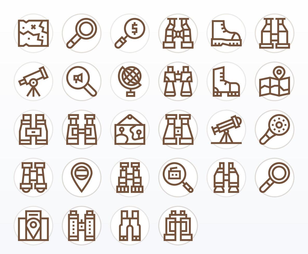 28 High Resolution Bold Line Icons for Explore with Grid Fitted precision vector