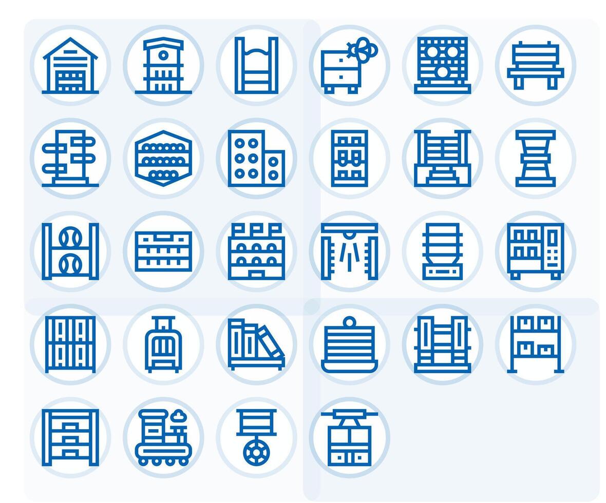 28 Bold Line Icons designed for Shelves in High Resolution Grid Fitted format vector