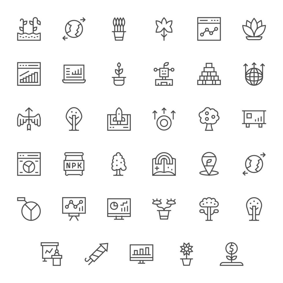 Growth Icon Toolkit featuring 35 Editable 64x64 Regular Line elements vector