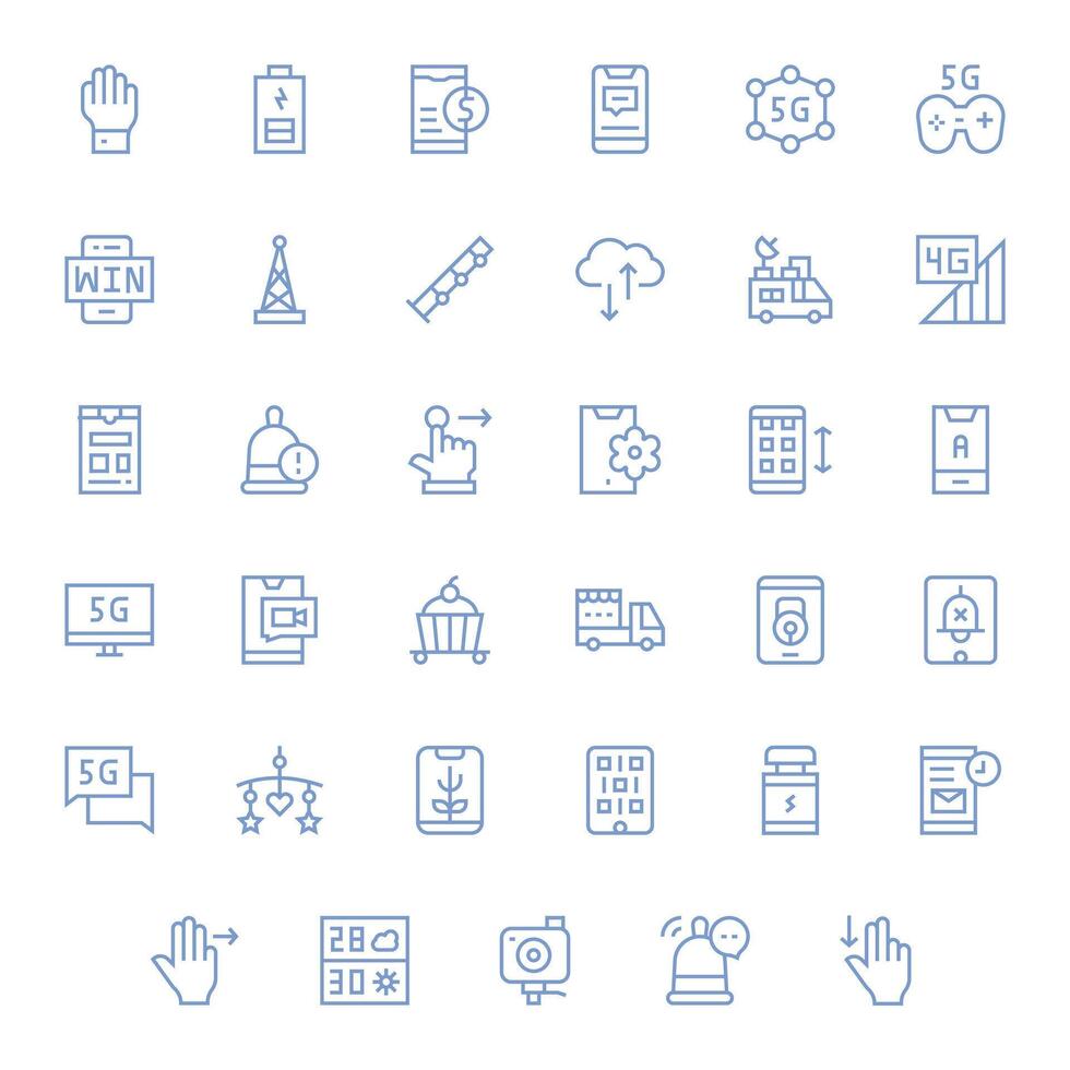35 Pixel Optimized Regular Line Icons from Mobile Collection vector