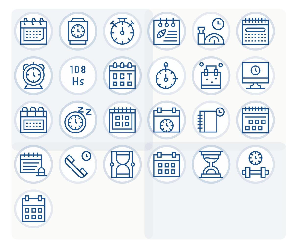 Time Management Icon Repository containing 25 Regular Line 128x128 Pixel Optimized graphics vector