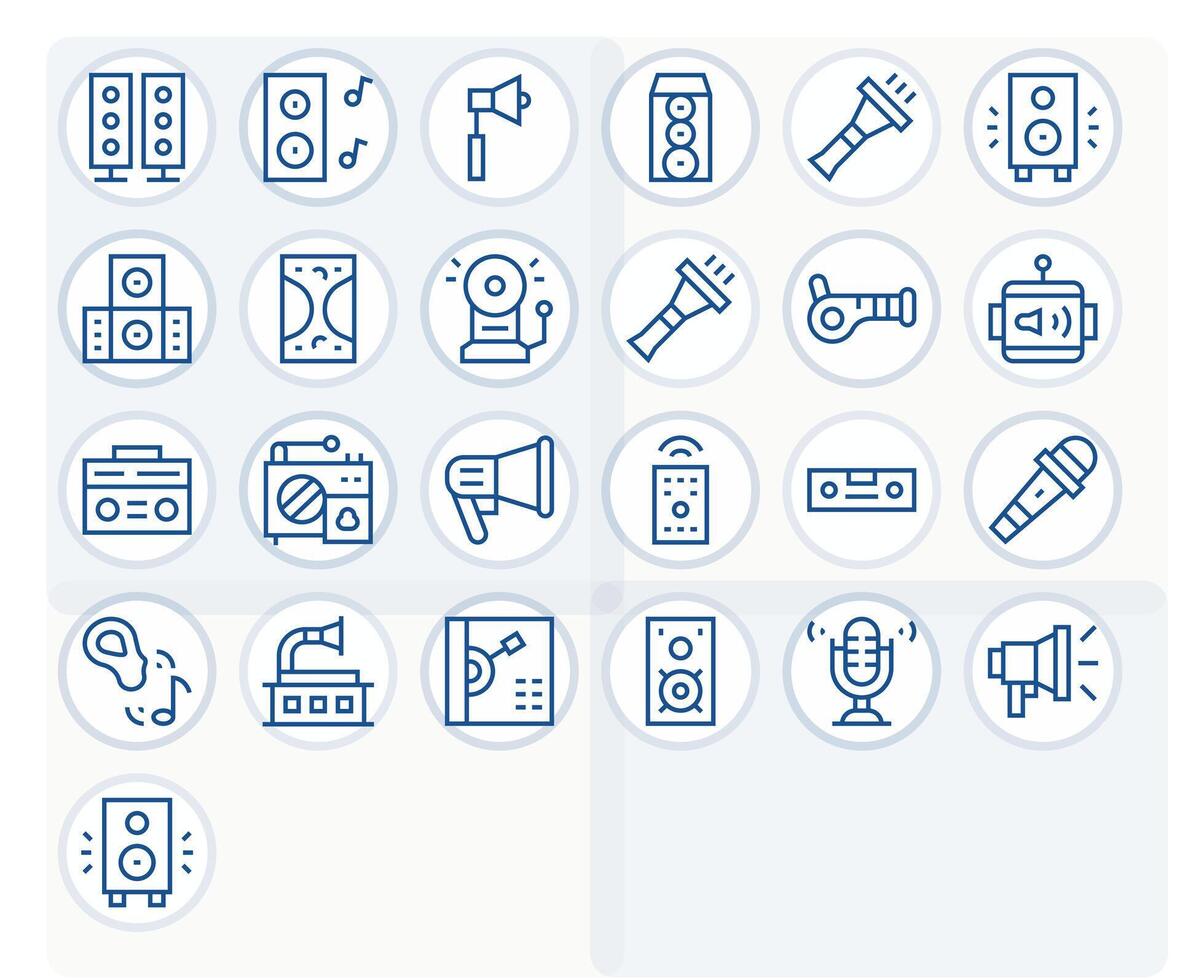 Sound System Exclusive Set featuring 25 Regular Line Editable High Resolution Icons vector