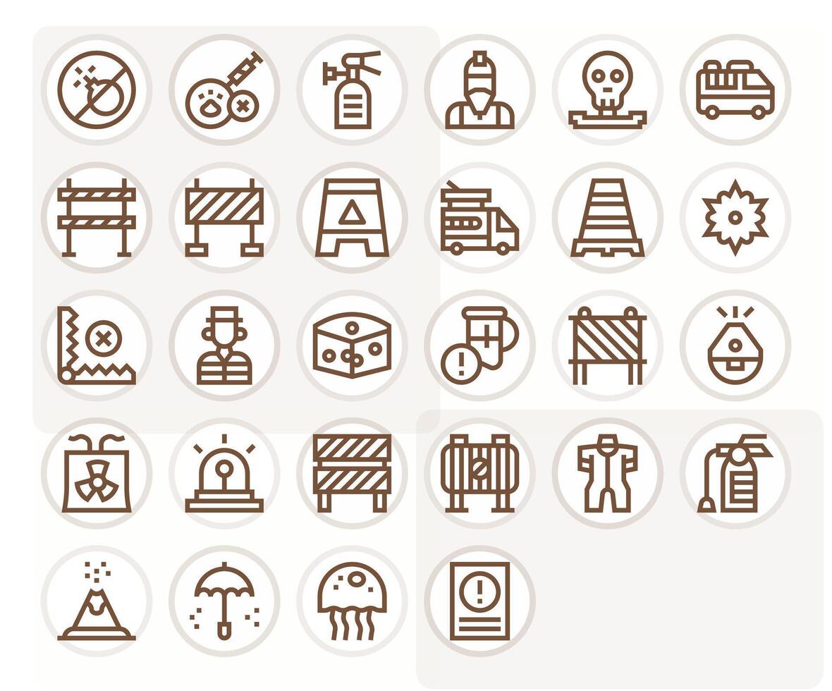 28 High Resolution Icons for Hazard in Grid Fitted Bold Line Format vector