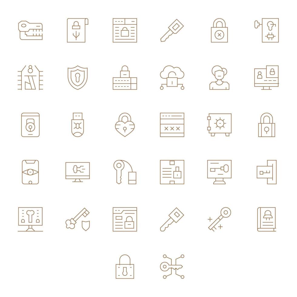 32 PIXEL Perfect Thin Line Icons from Password Collection vector