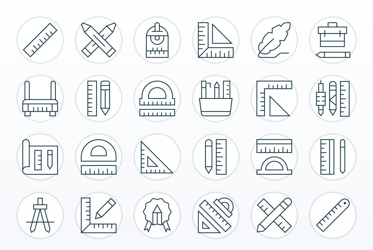 Drafting Premium Bundle with 24 128x128 Pixel Aligned Thin Line Icons vector