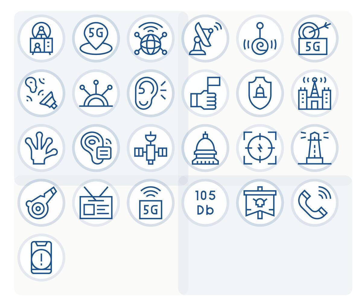 Signal Icon Repository containing 25 Regular Line 256x256 Grid Fitted graphics vector