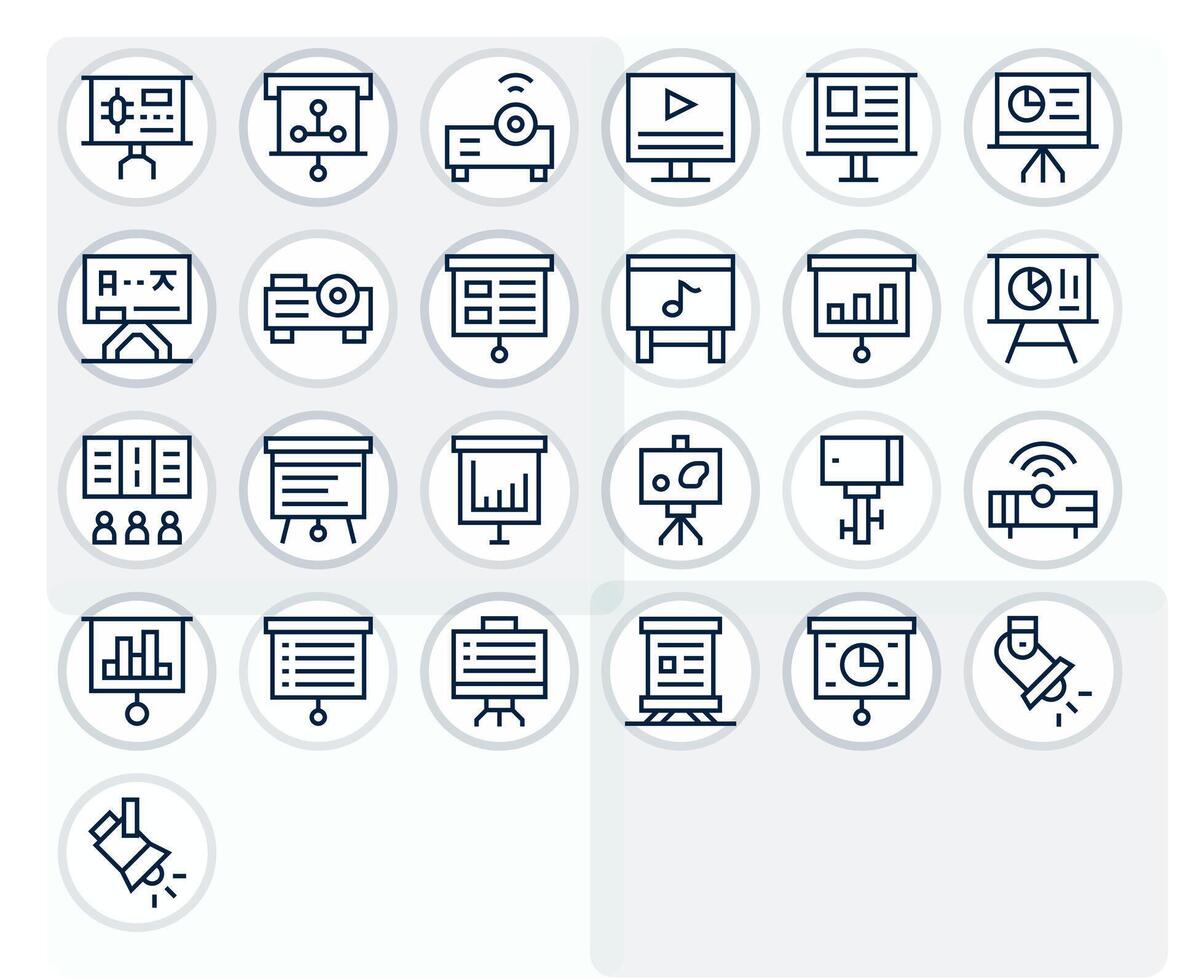 25 Regular Line Detail Enhanced Icons tailored for Projector 256x256 interface vector