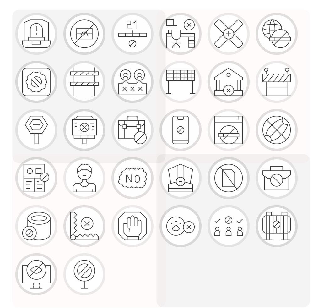 Thin Line Editable Icons from No Access Set with 32 High Resolution Icons vector