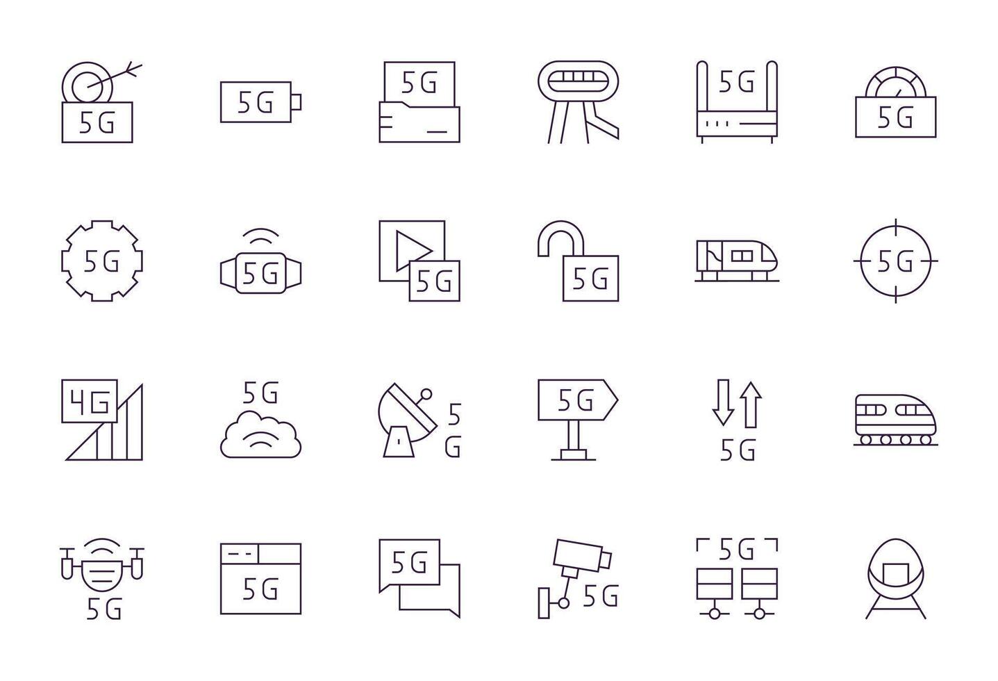 HighSpeed Essential Set including 24 Pixel Optimized Thin Line 128x128 Icons vector