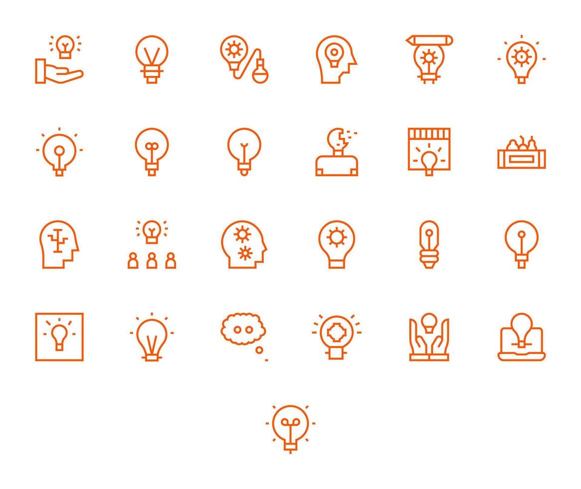 25 Icons for Brainstorming optimized in Pixel Optimized High Resolution Regular Line resolution vector