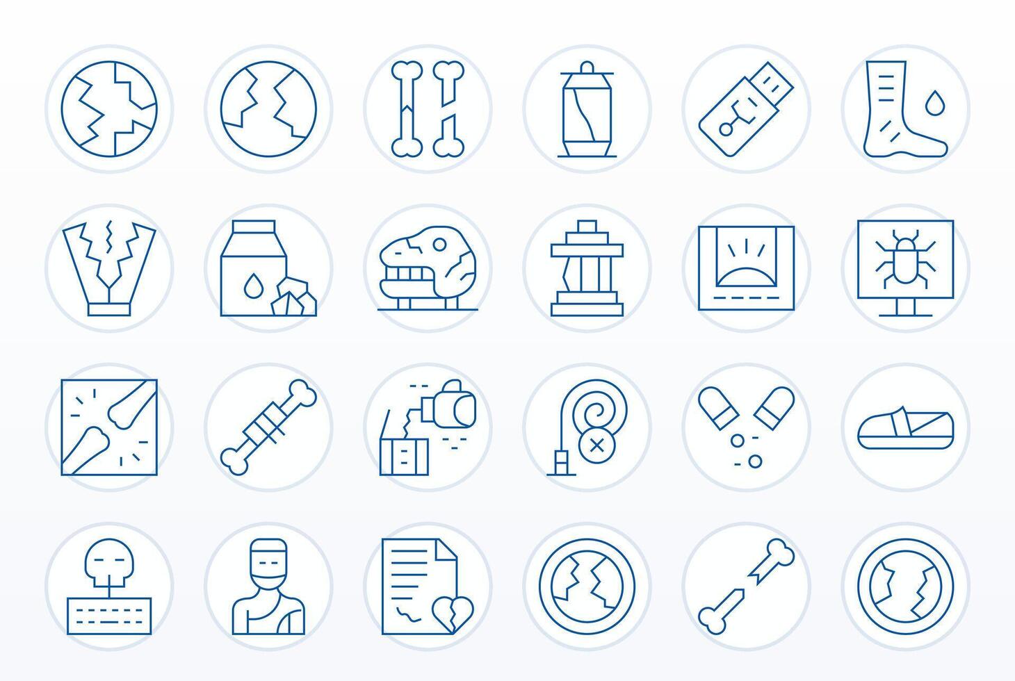 24 Icons for Broken featuring 64x64 Pixel Optimized Thin Line Graphics vector