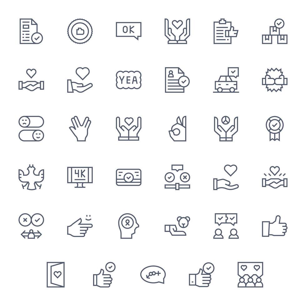 35 Regular Line Icons for Acceptance in crisp High Resolution PIXEL Perfect resolution vector