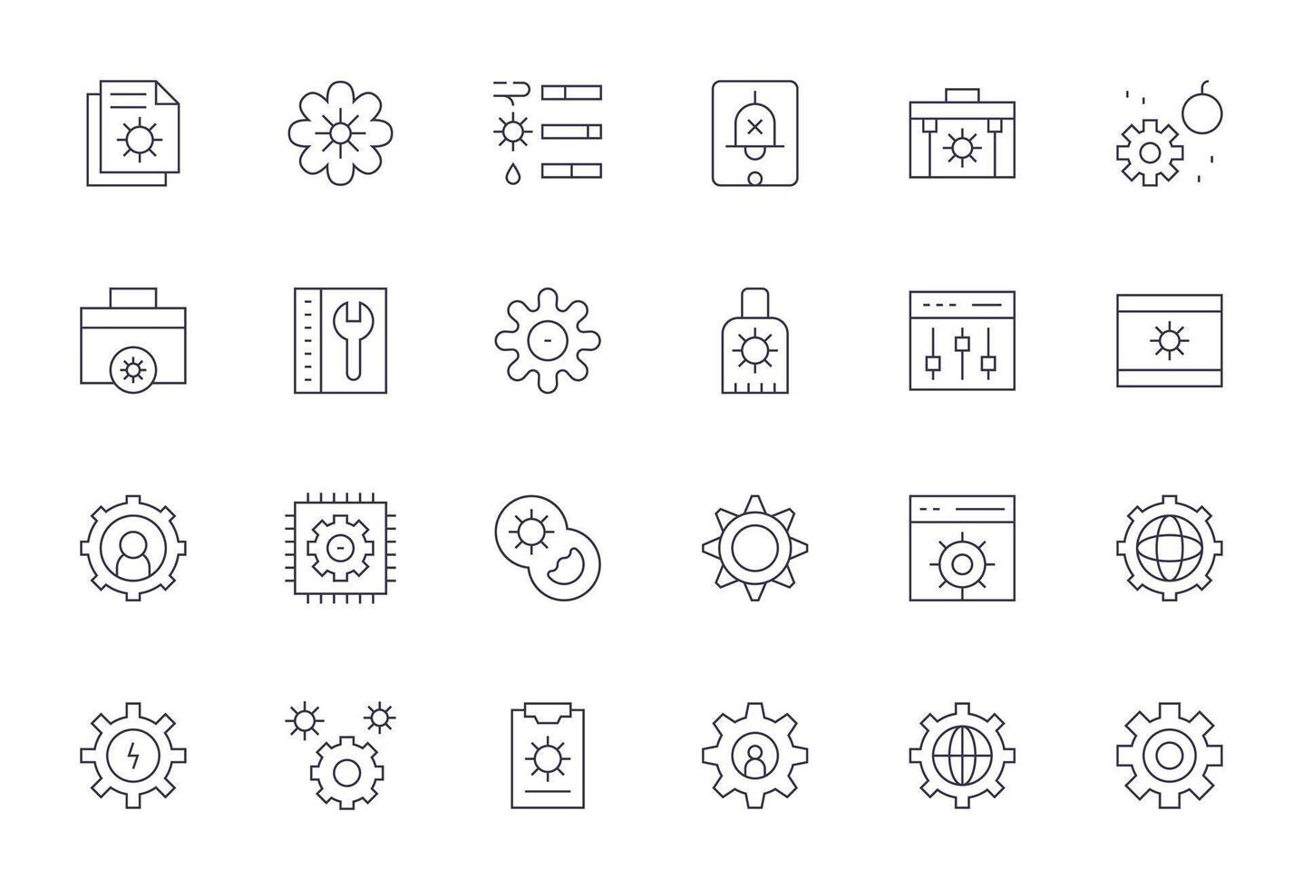 Thin Line Display Perfect Icons from System Settings Set with 24 64x64 Icons vector