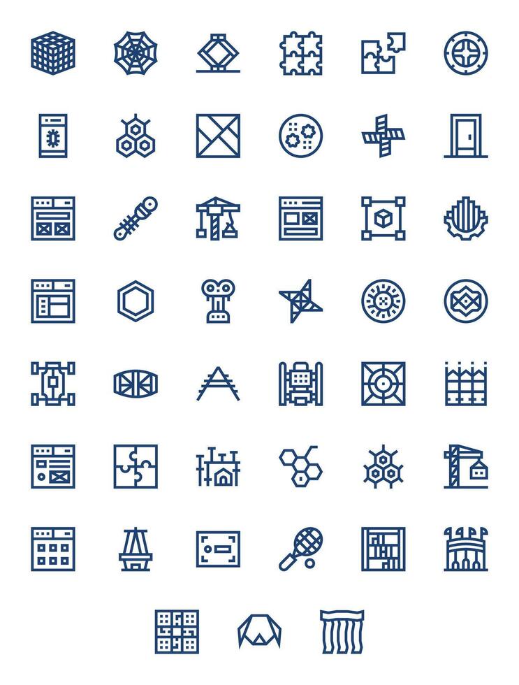 Framework Visual Pack containing 45 Bold Line Pixel Aligned Icons vector
