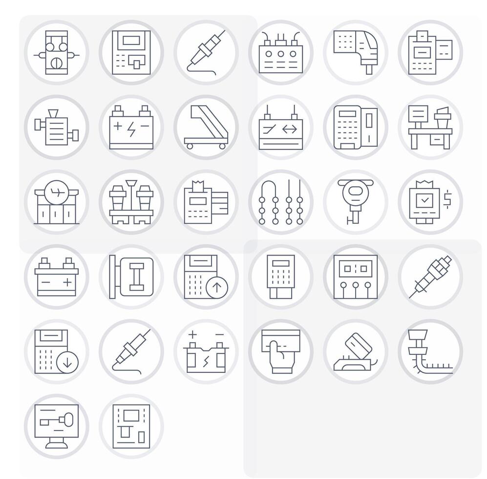 Terminal Exclusive Set featuring 32 Thin Line Grid Fitted High Resolution Icons vector