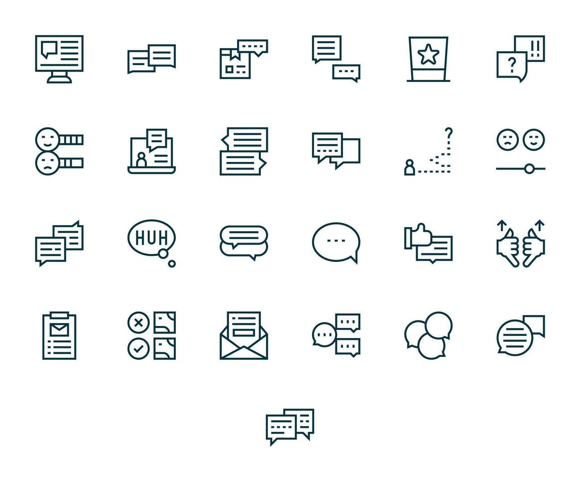 Feedback Form Icon Set with 25 Regular Line 64x64 PIXEL Perfect Graphics vector