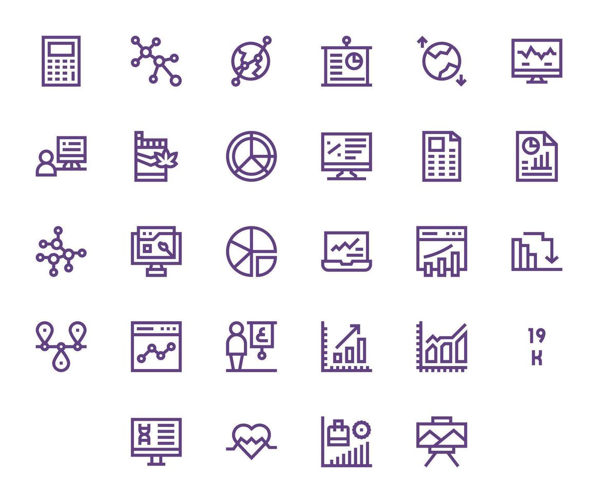 Graph Icon Set with 28 Bold Line Retina Ready Editable Graphics vector