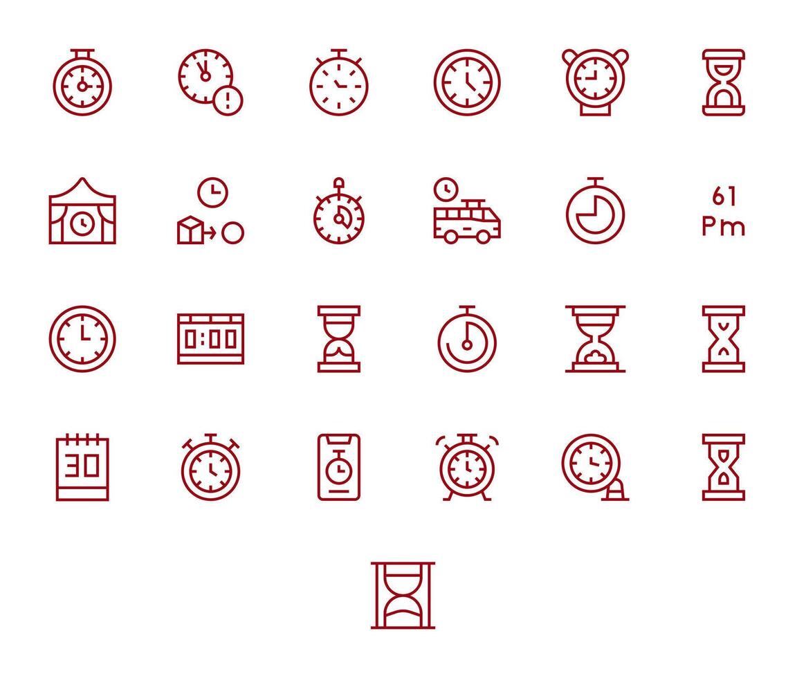 25 256x256 Regular Line Grid Fitted Icons for Countdown Projects vector