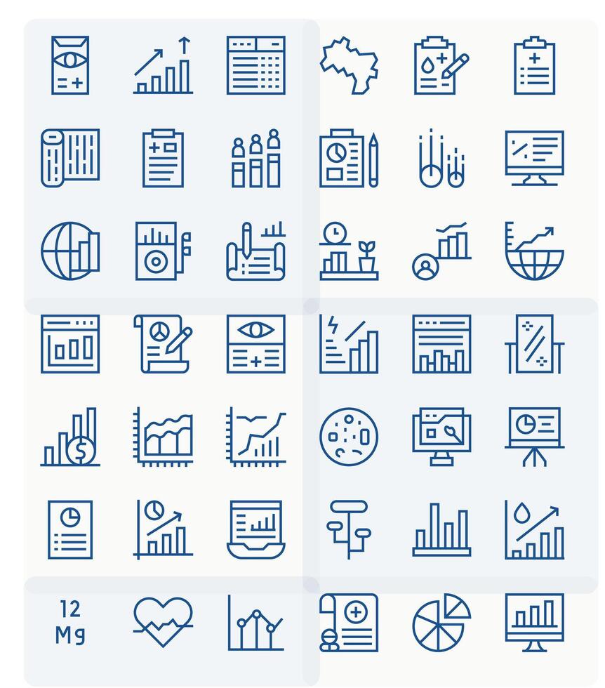 42 Regular Line Grid Fitted High Resolution Icons from Chart Suite vector