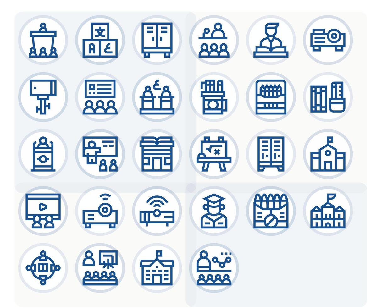 Classroom Graphics Pack including 28 Bold Line 128x128 Pixel Optimized Icons vector