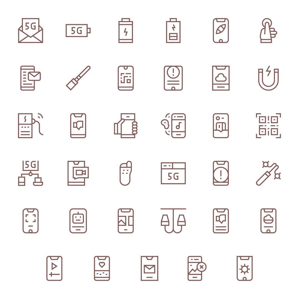 35 Icons for Smartphone optimized in Display Perfect High Resolution Regular Line resolution vector