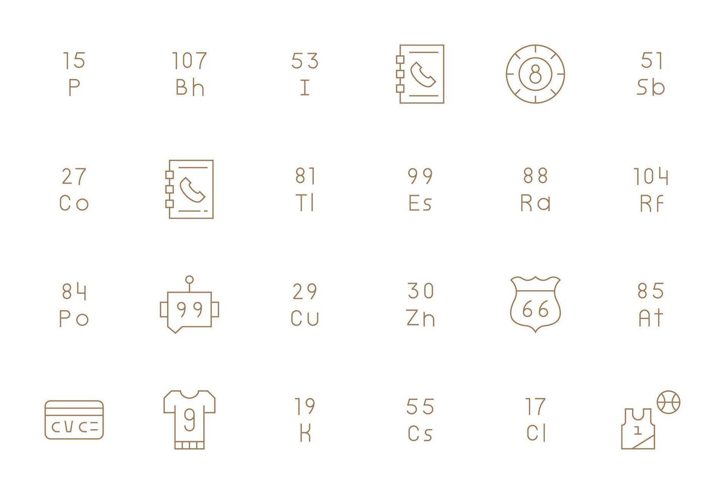 Delgado línea estilo número íconos con 24 alto resolución monitor Perfecto diseños vector