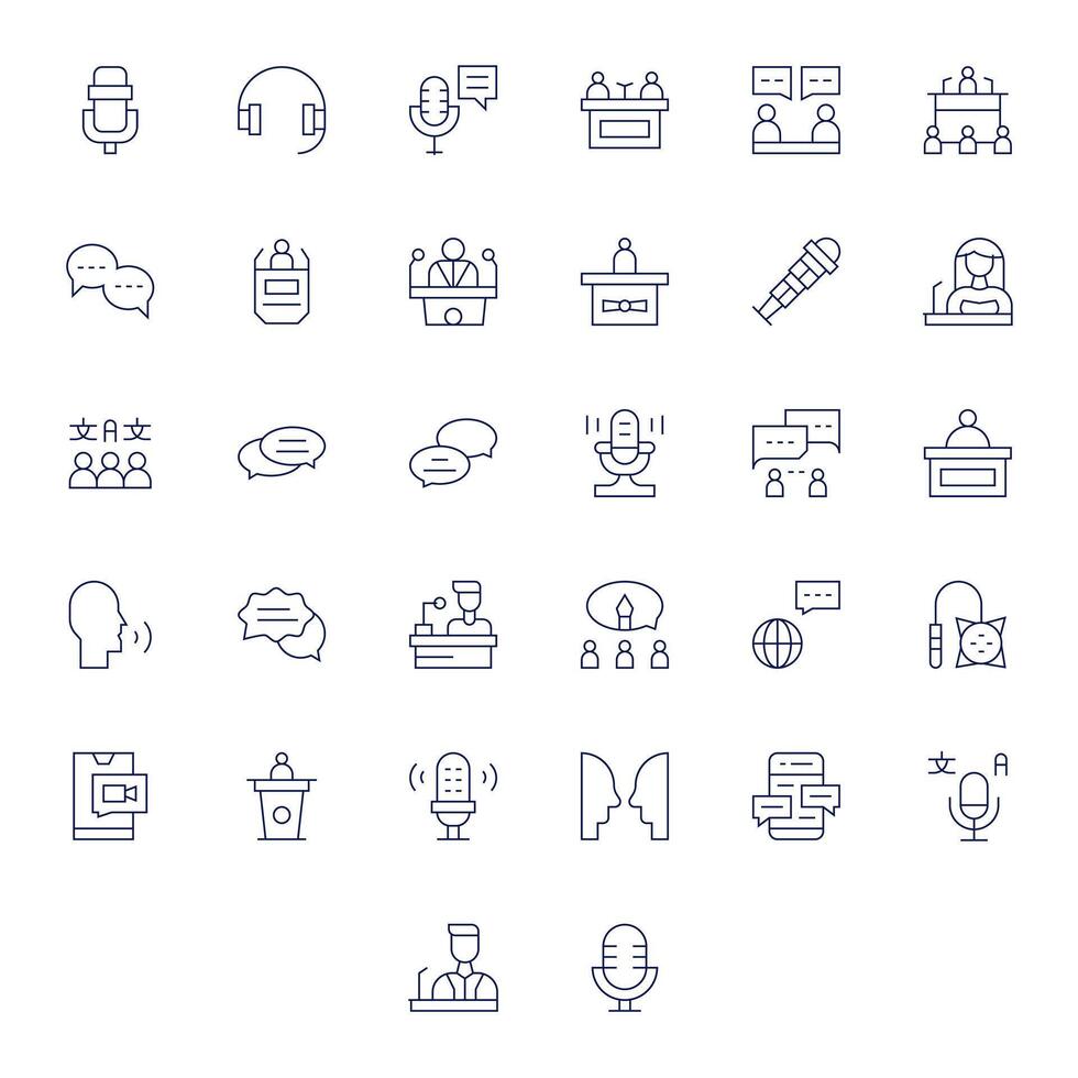 32 Display Perfect Thin Line Icons from Talk Collection vector