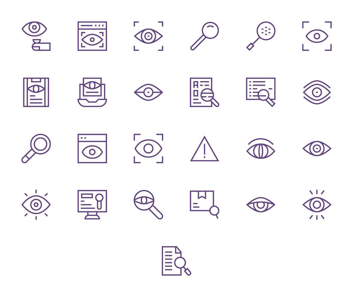 25 Pixel Optimized Regular Line Icons designed for Inspect Interface vector