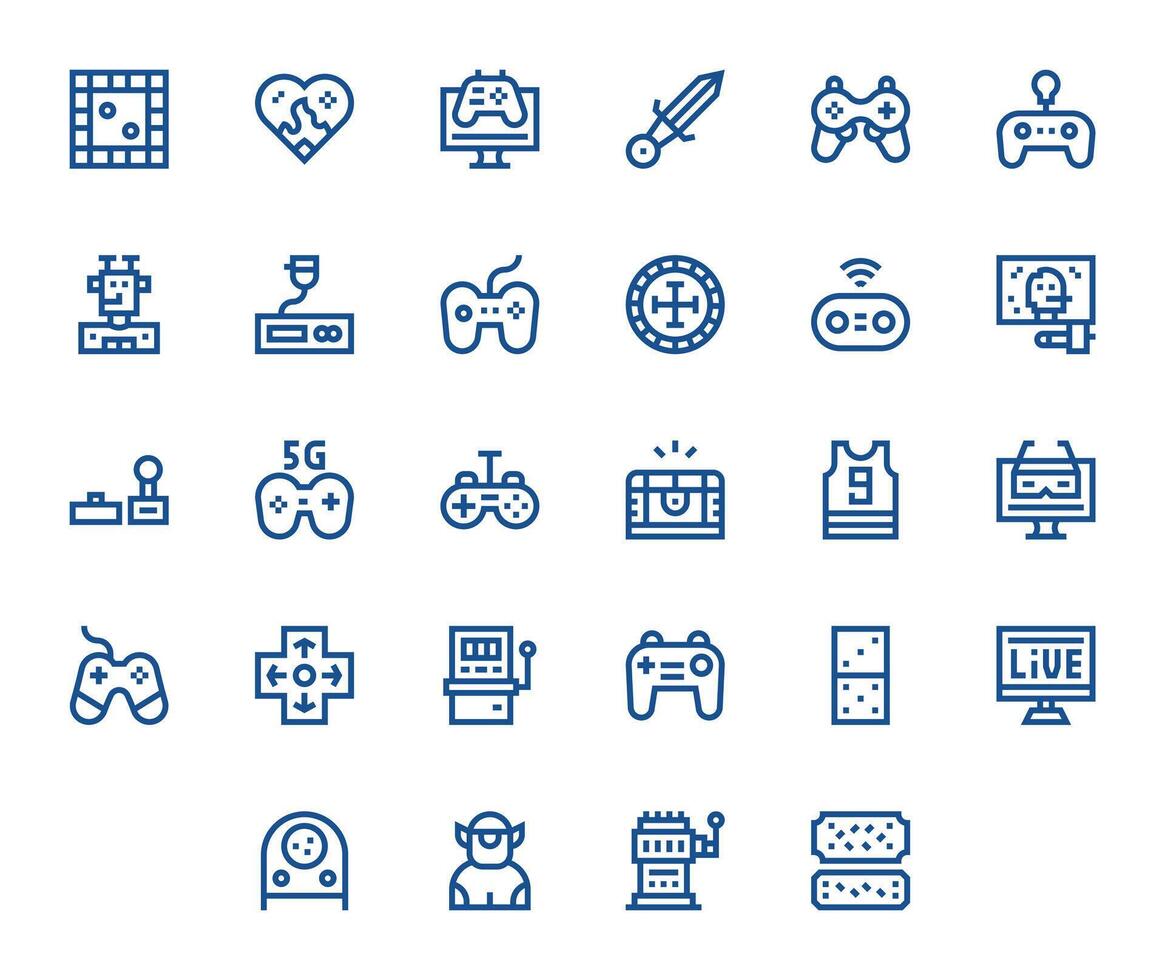 28 Icons for Gaming optimized in Pixel Optimized Retina Ready Bold Line resolution vector