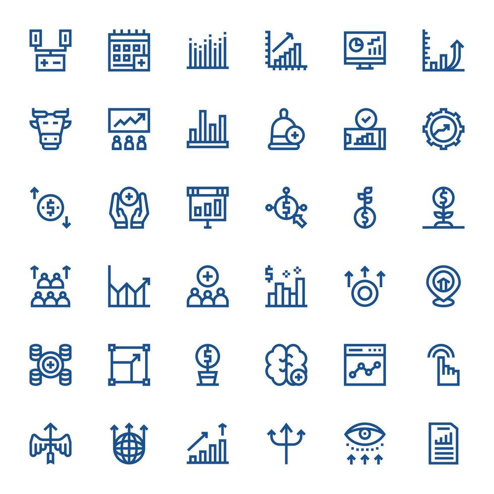 36 High Resolution Bold Line Pixel Aligned Icons for Increase Projects vector