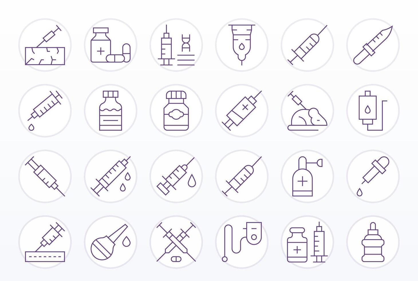 Injection Icon Arsenal with 24 256x256 Thin Line Pixel Optimized designs vector