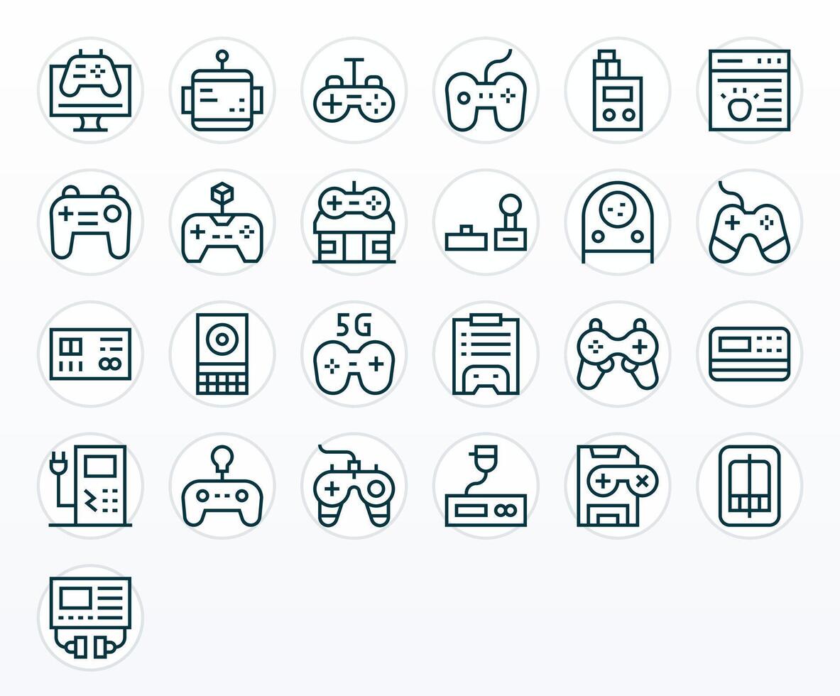 Console Design Icons featuring 25 Detail Enhanced Regular Line Style vector