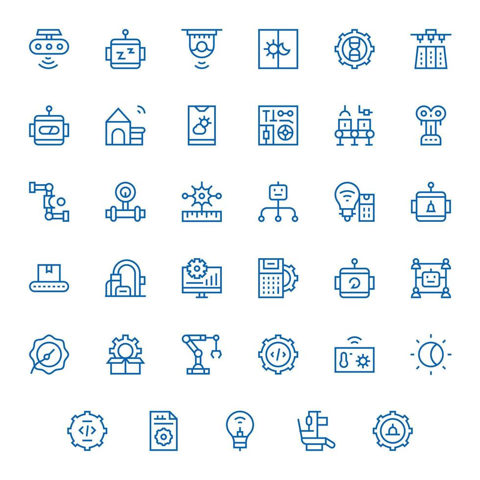 35 64 x 64 regular línea íconos para automatización con píxel alineado precisión vector