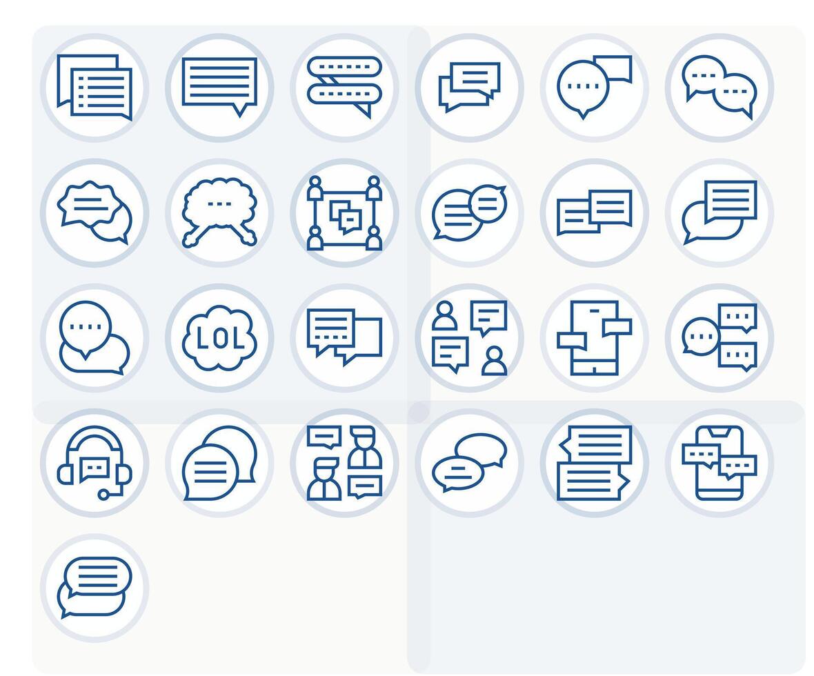 Regular Line Display Perfect Icons from Online Chat Set with 25 64x64 Icons vector