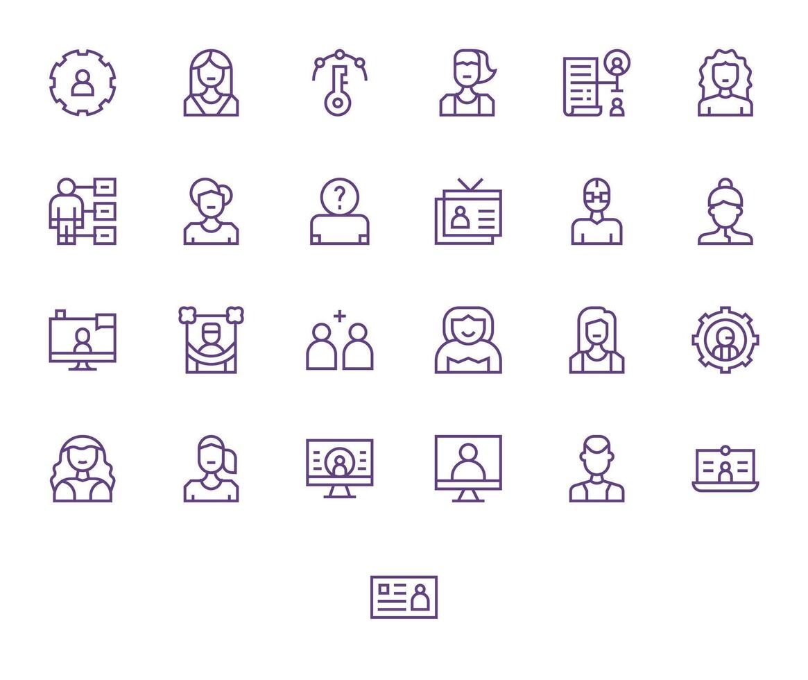 User Account Complete Package with 25 High Resolution Regular Line Detail Enhanced Icons vector